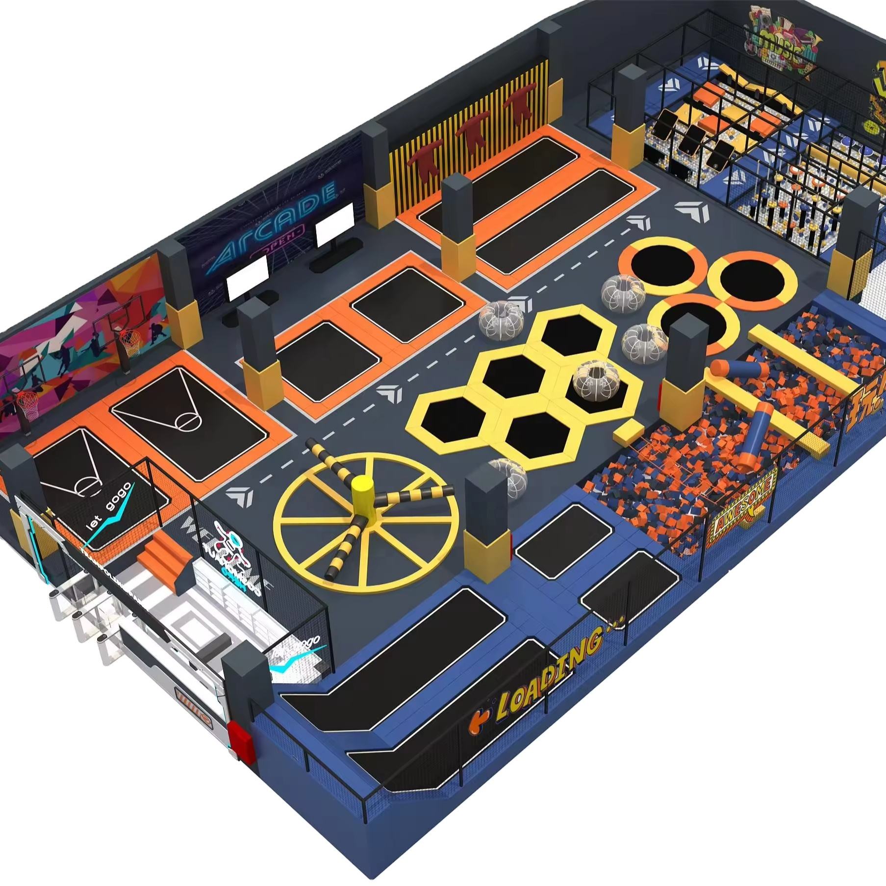 Indoor trampoline, trampoline, rock climbing and sliding rope multifunctional park