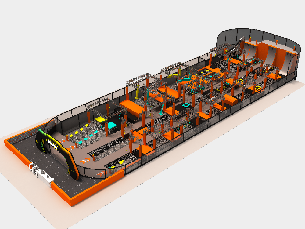 Stainless Steel Indoor Trampoline Park with Protective Net Jumping Gym for Kids and Adults