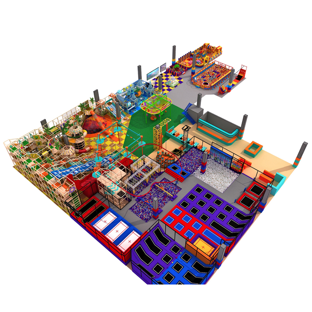 Made In China Adventure Play Equipment Multifunction Kids Indoor Big Spring Trampoline Bed Park